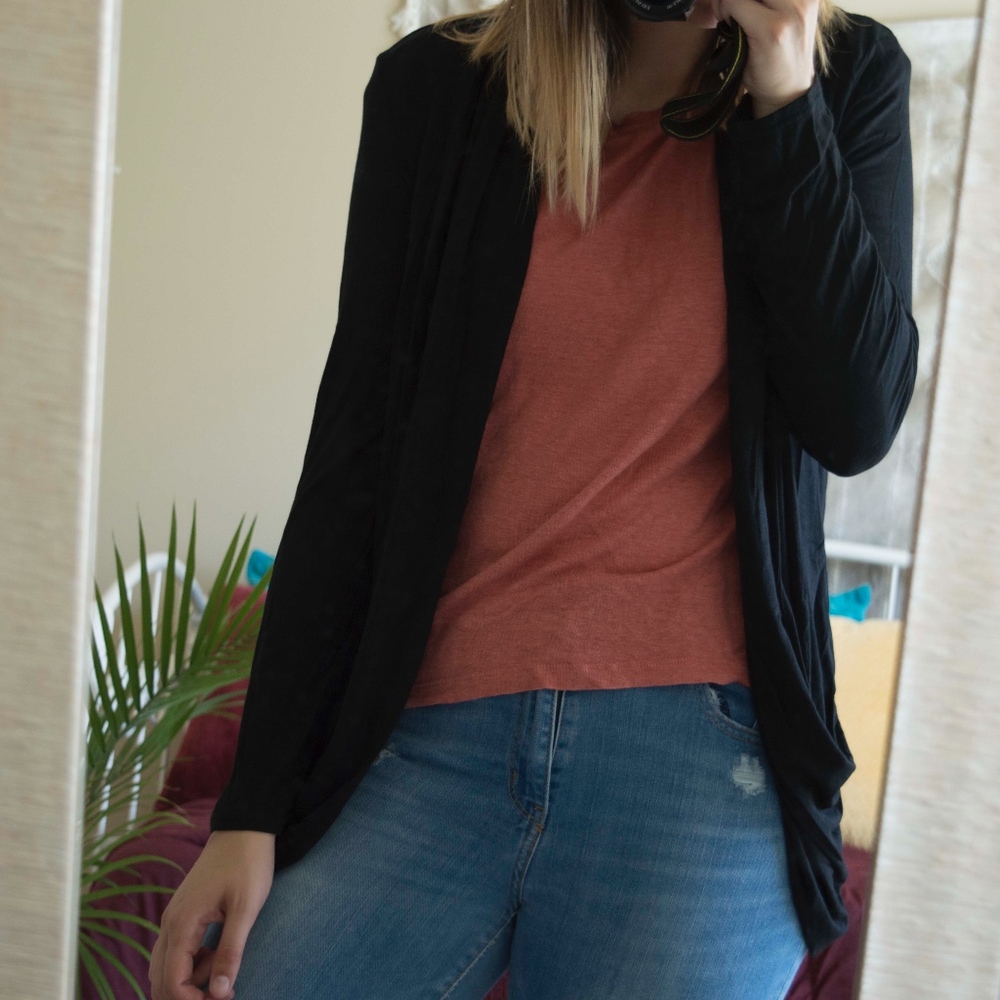 Black Open Cardigan